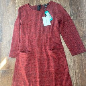 New 41 HAWTHORN STITCH FIX NWT Aniya Jacquard Knit Dress Burgundy med Petite MP